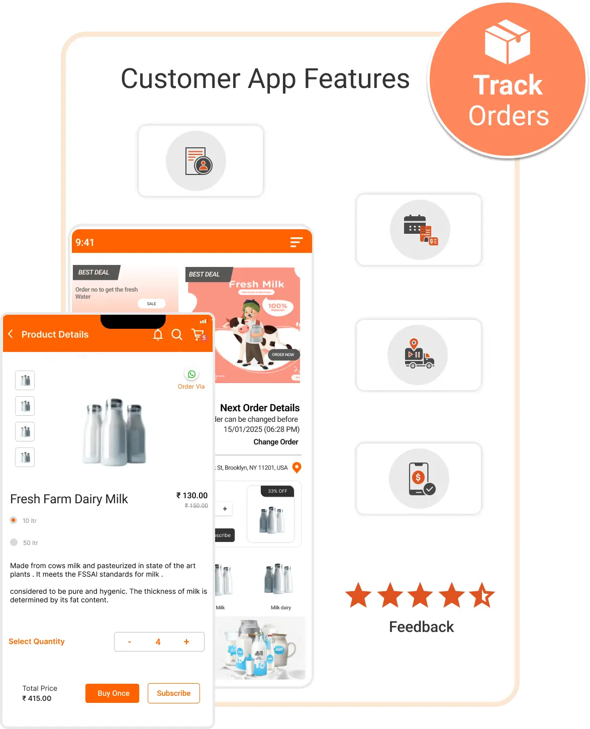 trakop, customer app, milk delivery app, image